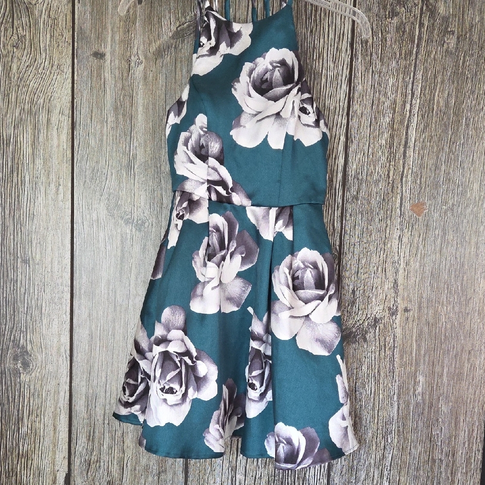 Speechless Teal and White Floral Midi Dress